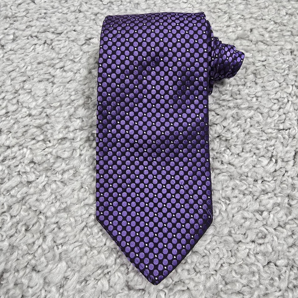 Ted Baker Mens Silk Polka Dot Tie Purple Dress Necktie Formal